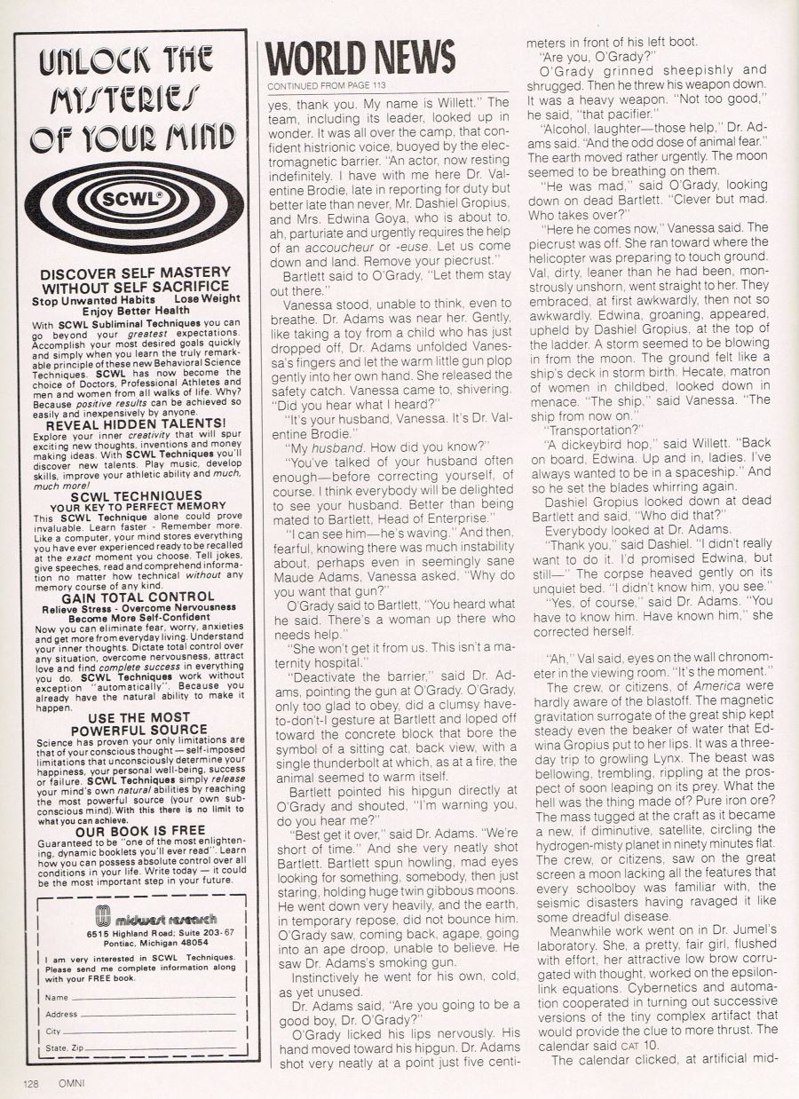 William Flew Omni Magazine Anthony Burgess The End of the World News page 14